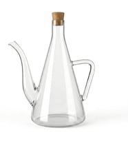 500 ml Akasya Ahşap Kapaklı Borosilikat Cam Yağlık ve Sirkelik - Düz ve Çizgili Desen Seçenekleriyle Şık Konik Tasarımlı Cam Kulplu Damlatmaz Mutfak Gereci (DÜZ)