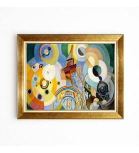 Tablore Soyut Geometrik Kübist Sanat Altın Çerçeveli Kanvas Tablo