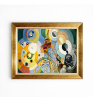 Tablore Soyut Geometrik Kübist Sanat Altın Çerçeveli Kanvas Tablo