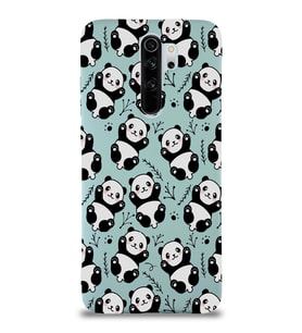 Xiaomi Redmi Note 8 Pro Uyumlu Lansman Kılıf Panda Tasarımlı İçi Kadife Kapak-Turkuaz (Şeffaf)