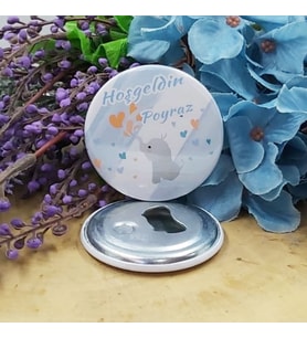 15 Adet Filli Metal Erkek Bebek Konsept Baskılı Bebek Şekeri Metal Magnet Açacak 58 mm-