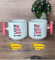 Öğretmene Hediye Canım Öğretmenim Kupa Bardak T Pembe Kulplu Öğretmenler Günü Hediyesi
