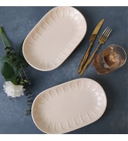 Keramika Krem Badem Kayık Tabak 25 Cm 2 Adet 030