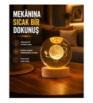 Mey İthalat® Kız Figürlü Sarı Cam Küre Işıklı Büyük Boy Ahşap Standlı Dekor