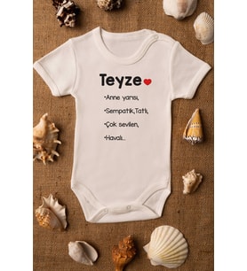 Teyze Anne Yarısı Baskılı Ekruçıtçıtlı Body Zıbın