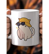 Sevimli Kedi Desenli 330ml Baskılı Beyaz Seramik Kupa Bardak