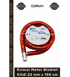 Özel Üretim Zırhlı Çelik Spiral Gövde Güvenli Scooter Kırmızı Motor Bisiklet Kilidi 22 mm x 150 cm