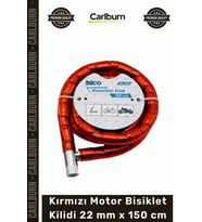 Özel Üretim Zırhlı Çelik Spiral Gövde Güvenli Scooter Kırmızı Motor Bisiklet Kilidi 22 mm x 150 cm