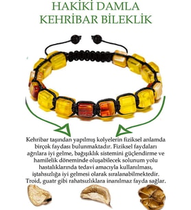 Sertifikalı Küp Vişne - Şeffaf Doğal Damla Kehribar Bileklik (Çok Renkli)