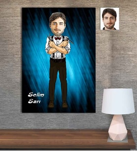 Kişiye Özel Karikatür Baskılı Ahşap Tablo Berber Erkek-1 30x40