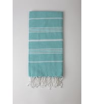 Organik Sertifikalı %100 Pamuklu Çizgili Sultan Peştamal / Plaj, Hamam, Sauna, Spa, Havuz Havlusu (Turkuaz)