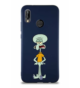Huawei P20 Lite Soft Premier Kapak Squidward Dokunaç Tasarımlı Silikon Kılıf - Lacivert (Şeffaf)