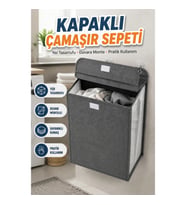 Kapaklı Duvar Tipi Kirli Çamaşır Sepeti – Yer Tasarruflu Banyo Düzenleyici
