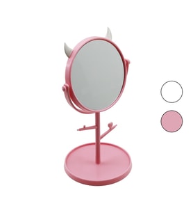 6 İNÇ - 15CM YUVARLAK - BOYNUZLUTAKI ASKILIKLI MAKYAJ AYNASI RENKLİ PLASTİK TAKILIK SEPETLİ=15CM (5680)