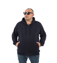 Starbattal Büyük Beden Basic Mevsimlik Fermuarlı Kapüşonlu Sweat 22751 LACIVERT