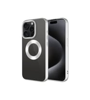 Apple iPhone 15 Pro Max Uyumlu Kılıf Tek Kamera Çerçeveli Logo Gösteren Zore Omega Kapak (Gümüş)