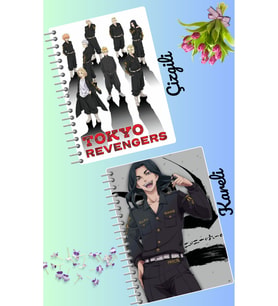 Tokyo revengers defter seti 2 adet A4 boyutu 21*30 çizgili + kareli 60 syf