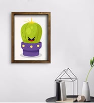 BK Gift Kaktüs Tasarımlı Doğal Masif Ahşap Çerçeveli Tablo 45x65cm-17