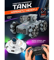 Şarjlı Uzaktan Kumandalı Işıklı Atış Hedefli Ufo Avcısı Akrobatik Dublör Tank Araba Full Fonksiyon (Gri)