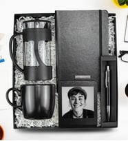 Kişiye Özel Çerçeve & Defter & Kalem & Kupa & French Press Hediye Seti