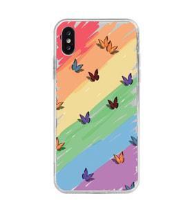 Iphone Xsmax Uyumlu Renk ve Kelebek Desenli Şeffaf Telefon Kılıfı