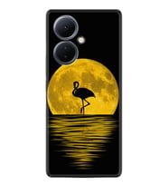 Vivo V29 Lite Kılıf Silikon Desen Özel Seri Ay ve Flamingo 1775