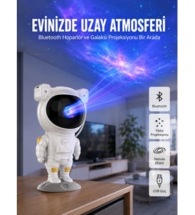 Yıldız Ay Efektli Uzaktan Kumandalı Projeksiyon Lamba