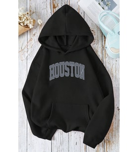 Houston Baskılı Oversize Sweatshirt (Siyah)