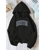 Houston Baskılı Oversize Sweatshirt (Siyah)