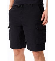 Lacoste Men's Relaxed Fit Black Bermuda Shorts Erkek Kargo Cepli Rahat Kesim Pamuk Keten Şort Siyah