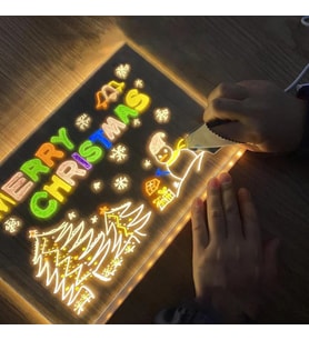 LED Aydınlatmalı Yazı ve Çizim Tahtası - Büyük Boy 30x20 cm (Çok Renkli)