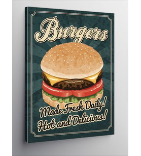 Kanvas Tablo Hamburger İlanı Taze Ve Leziz