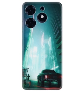 Spark 10 Pro Kılıf Silikon Desen Özel Seri Night Cars 1619