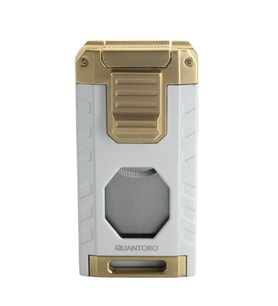 Quantoro Üç Torch Pürmüz Easy S/İğneli/Delicili Beyaz Metal Puro Çakmağı - TRZ1170