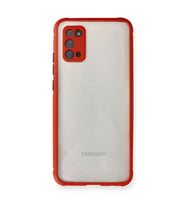 Samsung Galaxy A02s Kılıf Miami Şeffaf Silikon - Kırmızı