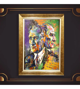 Altın Varaklı Çerçeveli Paspartulu Atatürk Tablo TR0588 (Gold)