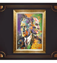 Altın Varaklı Çerçeveli Paspartulu Atatürk Tablo TR0588 (Gold)