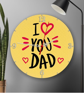 I Love You Dad Baskılı Yuvarlak Duvar Saati 20cm Babalar Gününe Özel Hediye B2 (Çok Renkli)