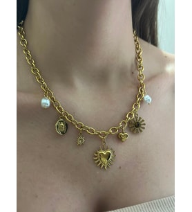 Kalp Charm Detay Çelik Kolye