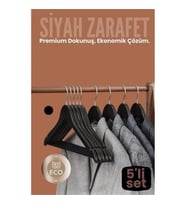 Mey İthalat® 5'li Lüks Siyah Elbise Ceket Askısı - Ergonomik & Kaymaz Plastik Askı Seti - Ahşap Gör