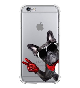 PrintiFy Apple iPhone 6 Uyumlu Köpek 2 Baskılı Şeffaf Köşe Korumalı Antişok Kılıf