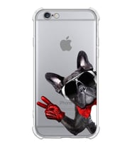 PrintiFy Apple iPhone 6 Uyumlu Köpek 2 Baskılı Şeffaf Köşe Korumalı Antişok Kılıf