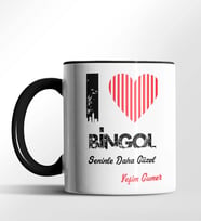 Kişiye Özel Bingöl Seninle Daha Güzel Tema Siyah Renk Kupa (Siyah)