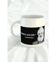 Graham Bell Espirili Tasarımlı Hediyelik Porselen Kupa Bardak (Beyaz)