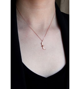 925 Ayar Gümüş Rose Martı Kolye- N035601