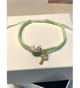 Artvalent Maneki Neko Makrome Bileklik (Yeşil)