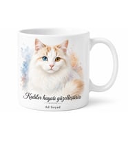 İsme Özel Van Kedisi Desenli Kupa Bardak Kedi Severler İçin Hediye