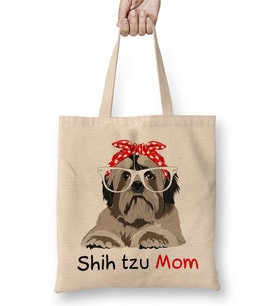 Shih Tzu Mom Bandana Womens Shih Tzu Dog Bez Çanta Uzun Saplı