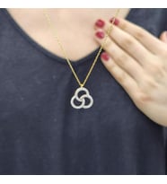 3lü Halka Gold Kaplama 925 Ayar Zirkon Taşlı Gümüş Kolye (Karışık)