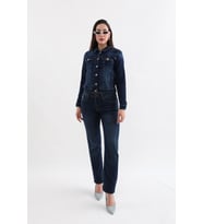 Kadın Likralı Straight Fit Jean Pantolon (Mavi)